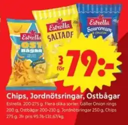 ICA Nära Chips, Jordnötsringar, Ostbågar erbjuda
