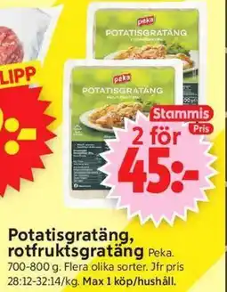 ICA Supermarket Potatisgratäng, rotfruktsgratäng, Medlemspris erbjuda