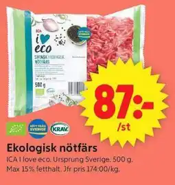 ICA Supermarket Ekologisk nötfärs erbjuda