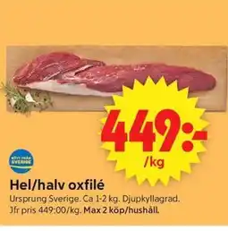 ICA Supermarket Hel/halv oxfilé erbjuda