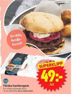 ICA Supermarket Färska hamburgare erbjuda