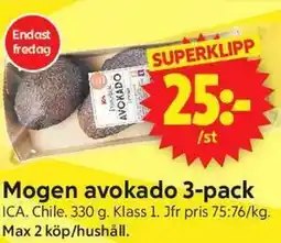 ICA Supermarket Mogen avokado 3-pack erbjuda