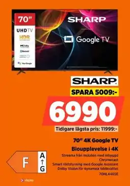 Power Sharp 70" 4k google tv erbjuda