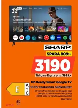 Power Sharp hd ready smart google tv erbjuda