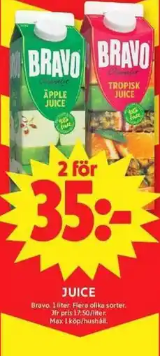 ICA Maxi Bravo juice erbjuda
