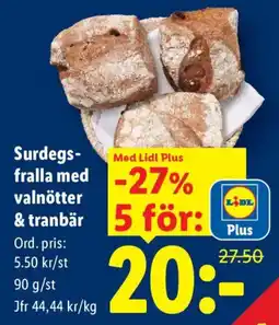 Lidl Lidl surdegsfralla med valnötter & tranbär erbjuda