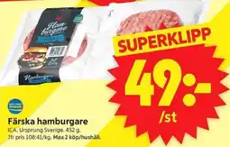 ICA Supermarket Färska hamburgare erbjuda
