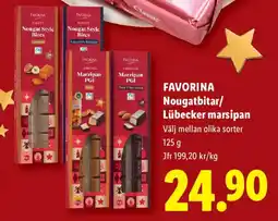 Lidl Favorina Nougatbitar Lübecker marsipan erbjuda