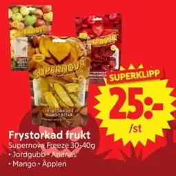 Nya Pulsen Supernova frystorkad frukt erbjuda