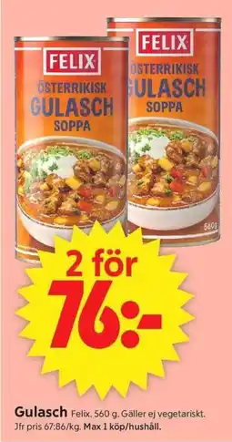 ICA Supermarket Felix gulasch erbjuda