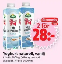 ICA Supermarket Arla Yoghurt naturell, vanilj erbjuda