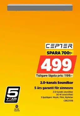 Power Cepter 2.0-kanals soundbar erbjuda