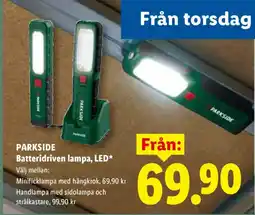 Lidl Parkside batteridriven lampa, led* erbjuda