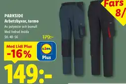 Lidl Parkside arbetsbyxor, termo erbjuda