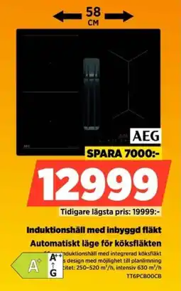 Power Aeg induktionshäll med inbyggd fläkt erbjuda