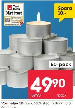 Rusta Värmeljus 50-pack erbjuda