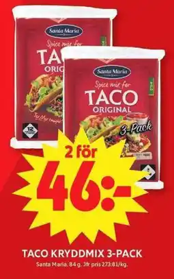 ICA Maxi Santa Maria taco kryddmix erbjuda