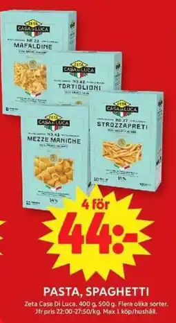 ICA Maxi Zeta pasta, spaghetti erbjuda