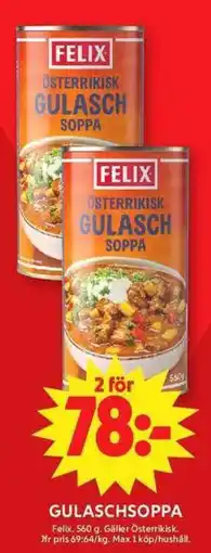 ICA Maxi Felix gulaschsoppa erbjuda