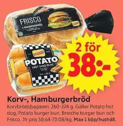 ICA Supermarket Korv-, Hamburgerbröd erbjuda