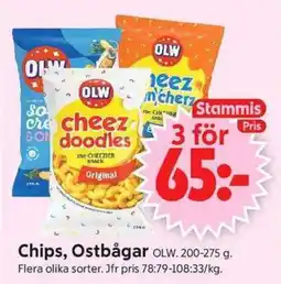ICA Supermarket Olw chips, ostbågar erbjuda