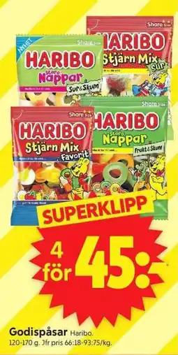 ICA Supermarket Haribo stora nappar erbjuda