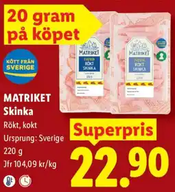 Lidl Matriket skinka erbjuda