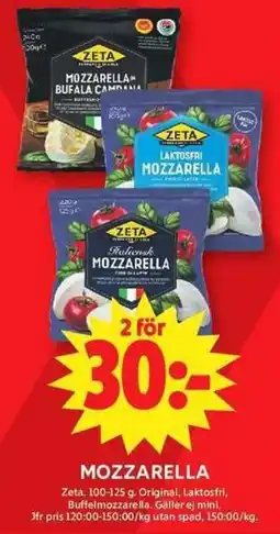 ICA Maxi Zeta mozzarella erbjuda