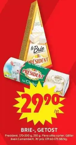 ICA Maxi President brie-, getost erbjuda