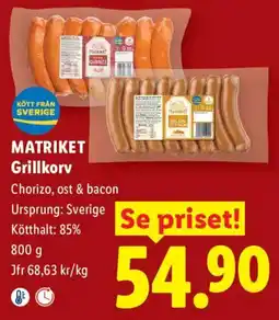 Lidl Matriket grillkorv erbjuda