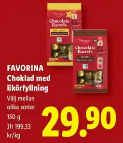 Lidl Favorina choklad med likörfyllning erbjuda