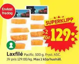 ICA Supermarket Laxfilé Pacific erbjuda