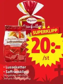 Nya Pulsen Skogaholm lussekatter saffransklipp erbjuda