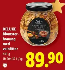 Lidl Deluxe blomsterhonung med valnötter erbjuda