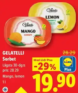 Lidl Gelatelli Sorbet erbjuda