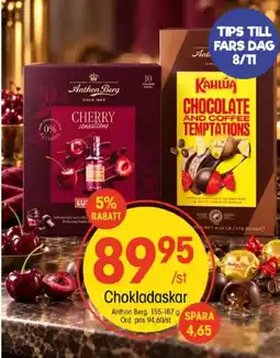 EKO Anthon Berg chokladaskar erbjuda