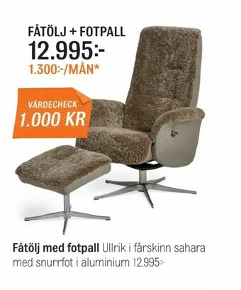 Mio Fåtölj med fotpall erbjuda