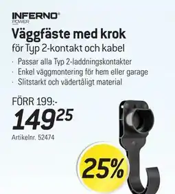 thansen Väggfäste med krok för Typ 2-kontakt och kabel erbjuda