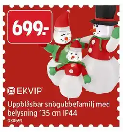 Jula Uppblåsbar snögubbefamilj med belysning 135 cm IP44 erbjuda