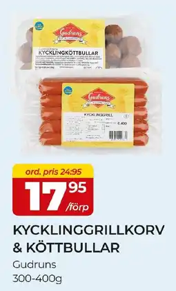 Matrix Butikerna Gudruns kycklinggrillkorv & köttbullar erbjuda