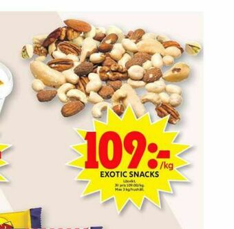 ICA Maxi Exotic snacks naturgodis erbjuda