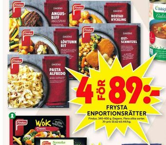 ICA Maxi Findus färdigrätter erbjuda