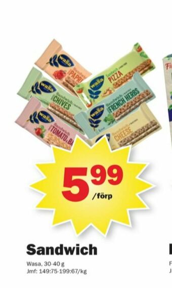 Pekås Wasa sandwich erbjuda