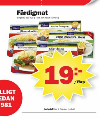 Pekås Dafgårds färdigrätter erbjuda