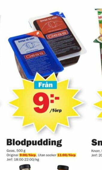 Pekås Geas blodpudding erbjuda
