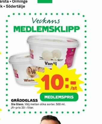 Stora Coop Sia gräddglass erbjuda