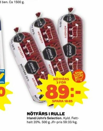 Stora Coop Johns selection nötfärs erbjuda