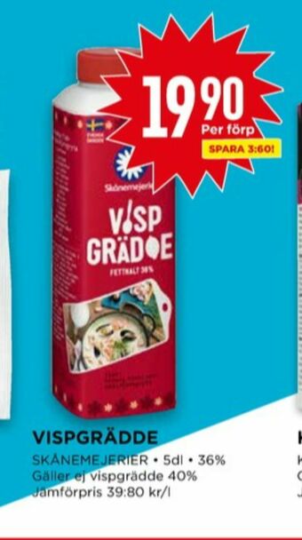 Willys Skånemejerier vispgrädde erbjuda