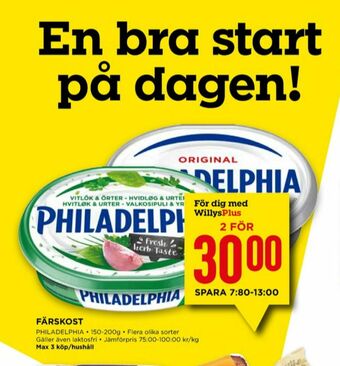 Willys Philadelphia färskost erbjuda