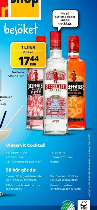 Border Shop Beefeater gin erbjuda